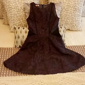 Chic Deep Purple With Black Embroidery Mini Dress